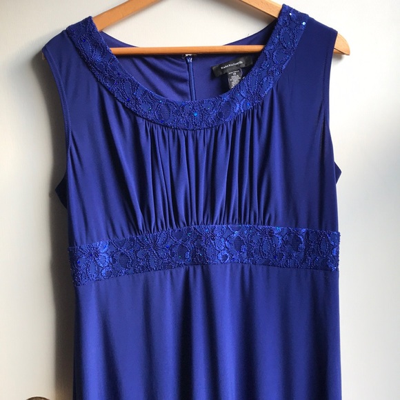 R&M Richards Royal Blue Sequined Swing Dress sz 14 - Picture 2 of 9